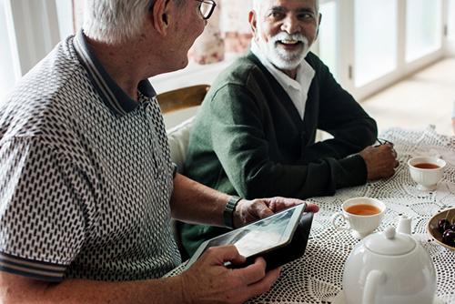Two Elderly Men Talking Two Elderly Men Talking