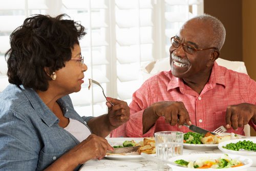 Elderly Couple Eating